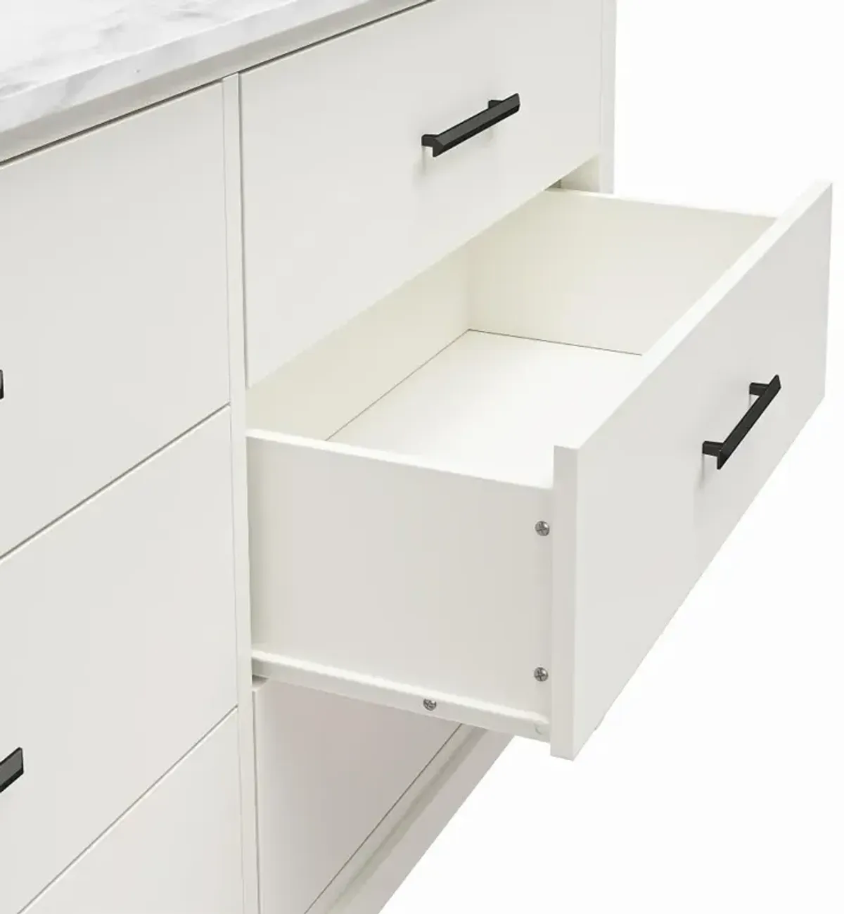 Lynnhaven White 6 Drawer Dresser with White Marble Top