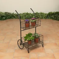 30.5 Inch Metal and Wood Cart