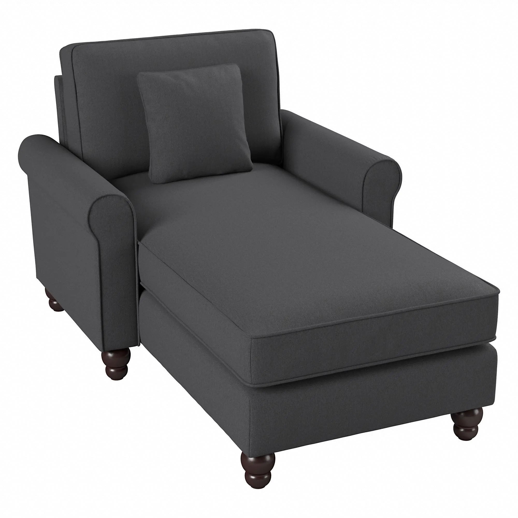 Hudson Charcoal Gray Chaise Lounge with Arms - Bush Furniture