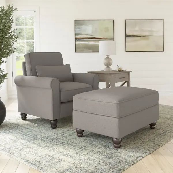 Hudson Beige Accent Chair with Ottoman - Bush Furniture