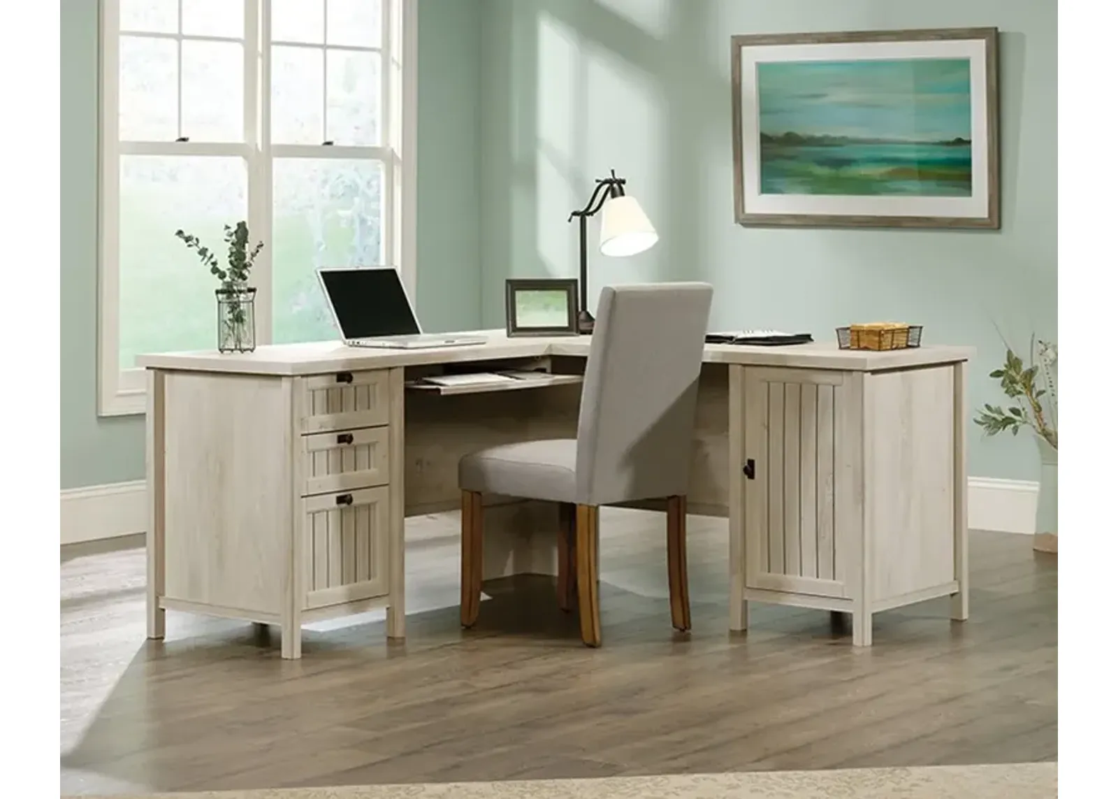 Costa Chestnut Beige L-Shaped Desk