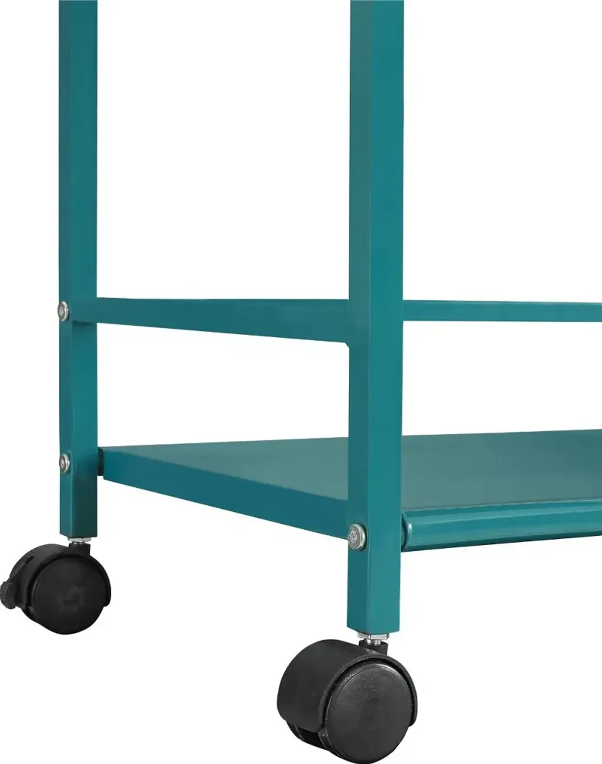 Marshall Teal 3 Shelf Metal Rolling Utility Cart