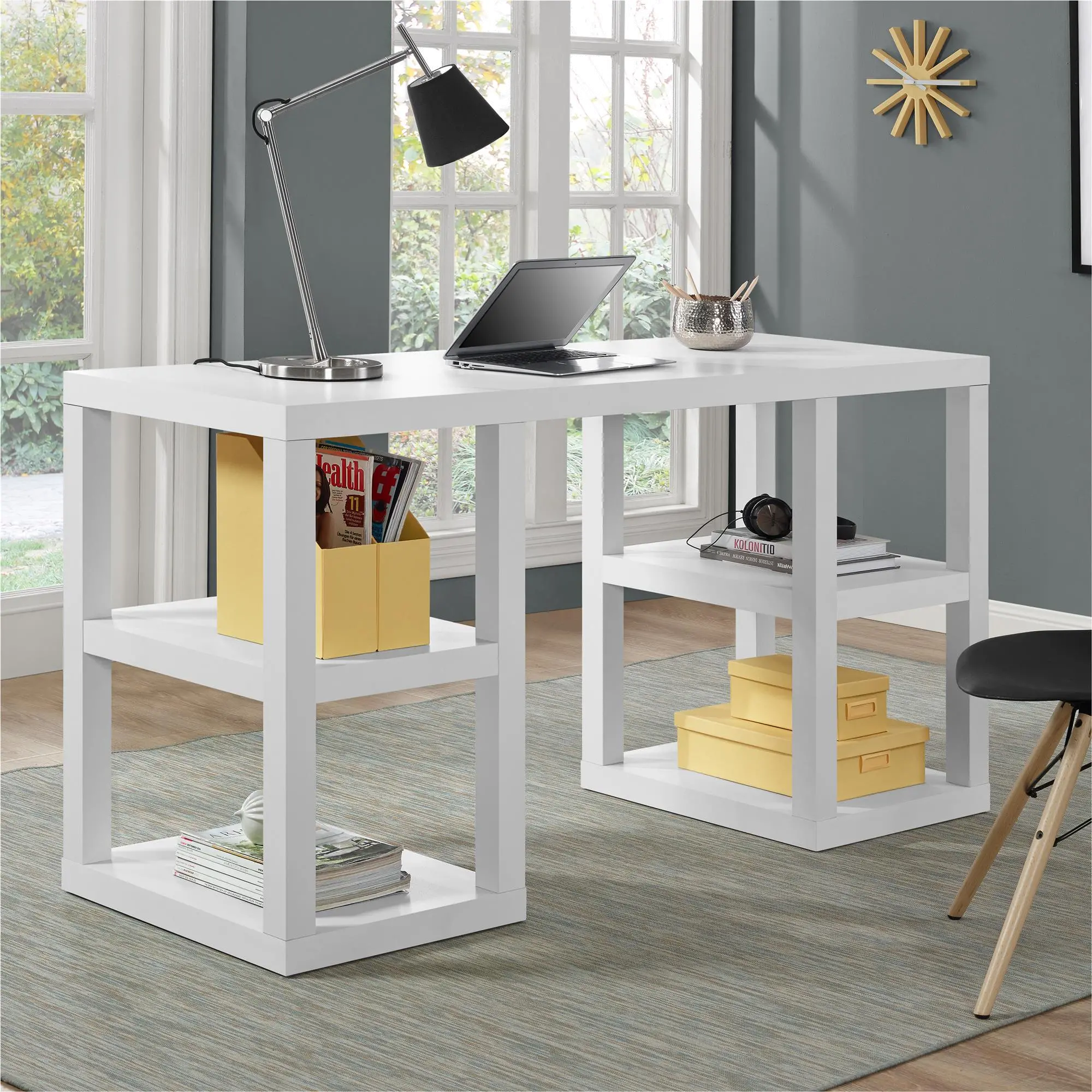 Parsons White Double Pedestal Computer Desk