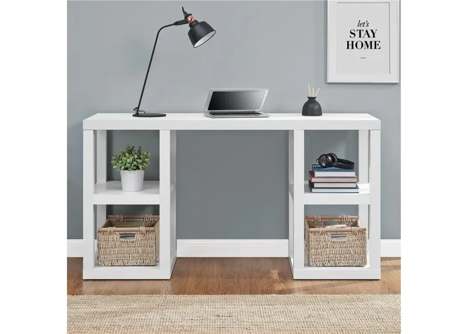 Parsons White Double Pedestal Computer Desk