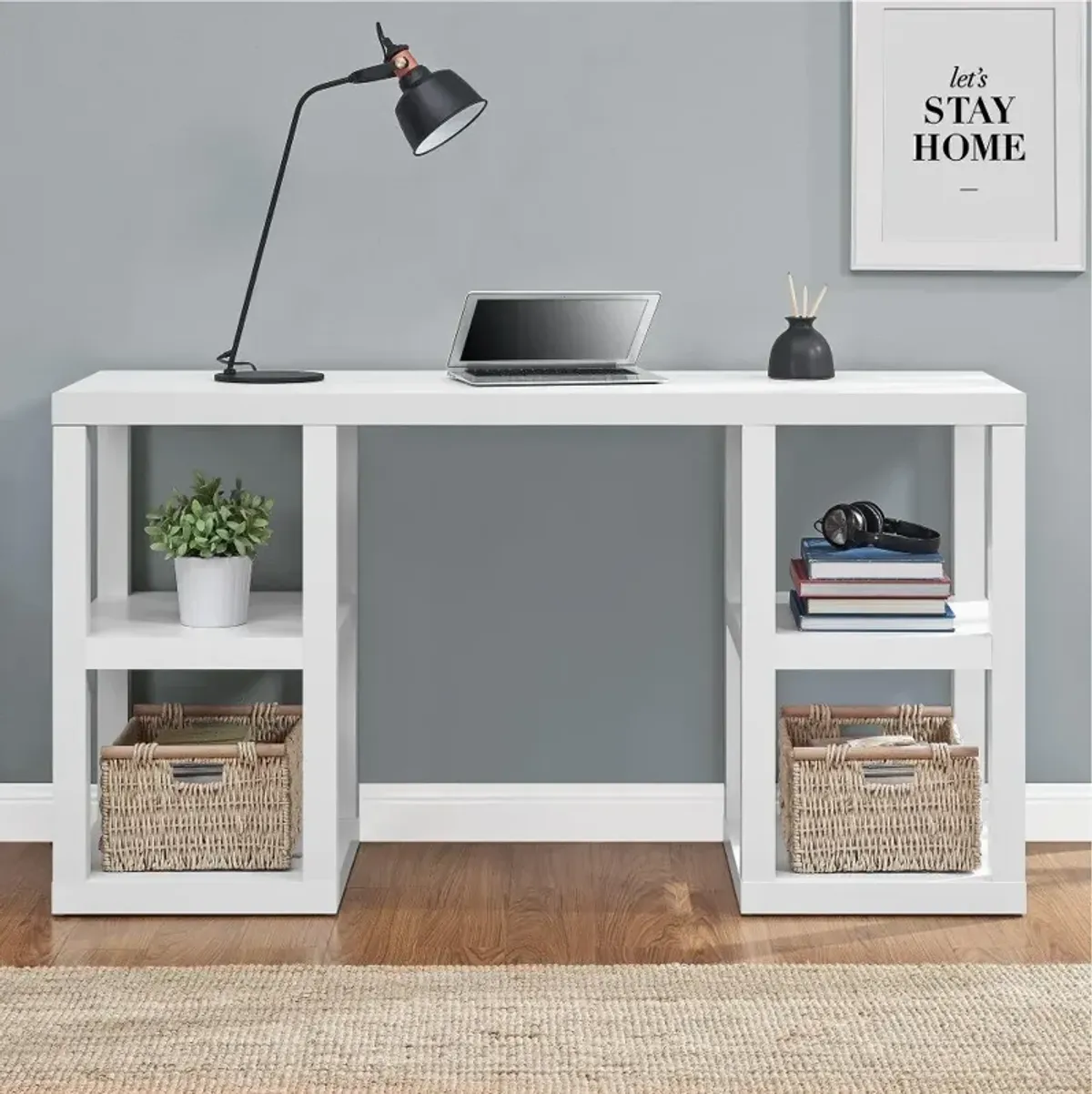 Parsons White Double Pedestal Computer Desk