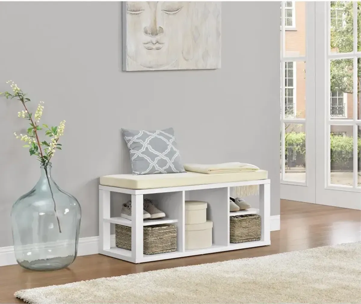 Parsons White Storage Bench