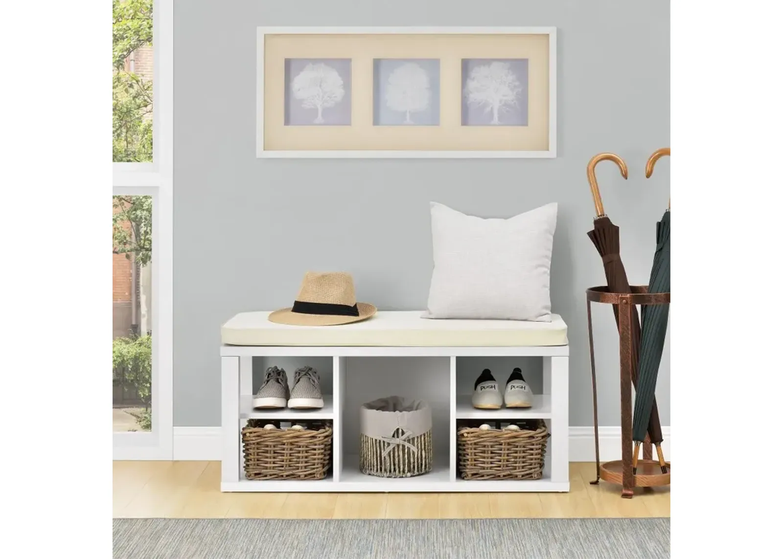 Parsons White Storage Bench