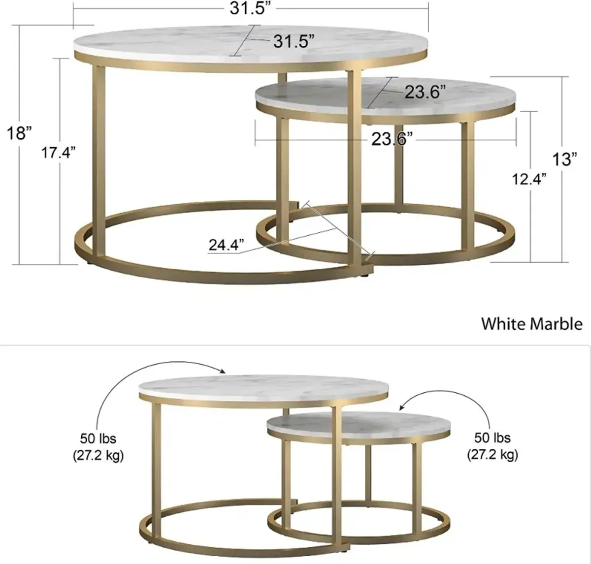 Amelia Terrazzo Nesting Coffee Tables