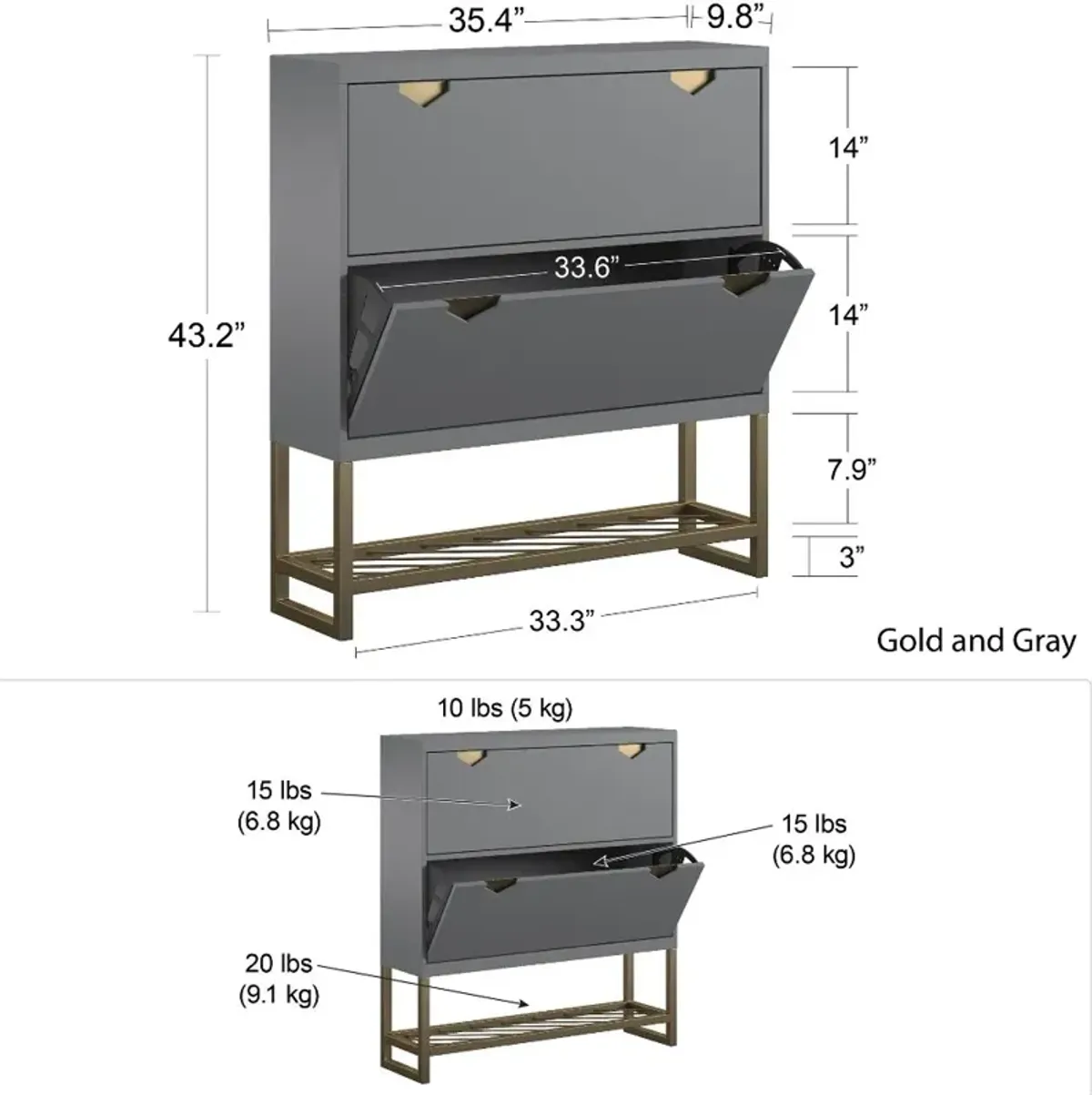 Brielle Graphite Gray Entryway Shoe Storage