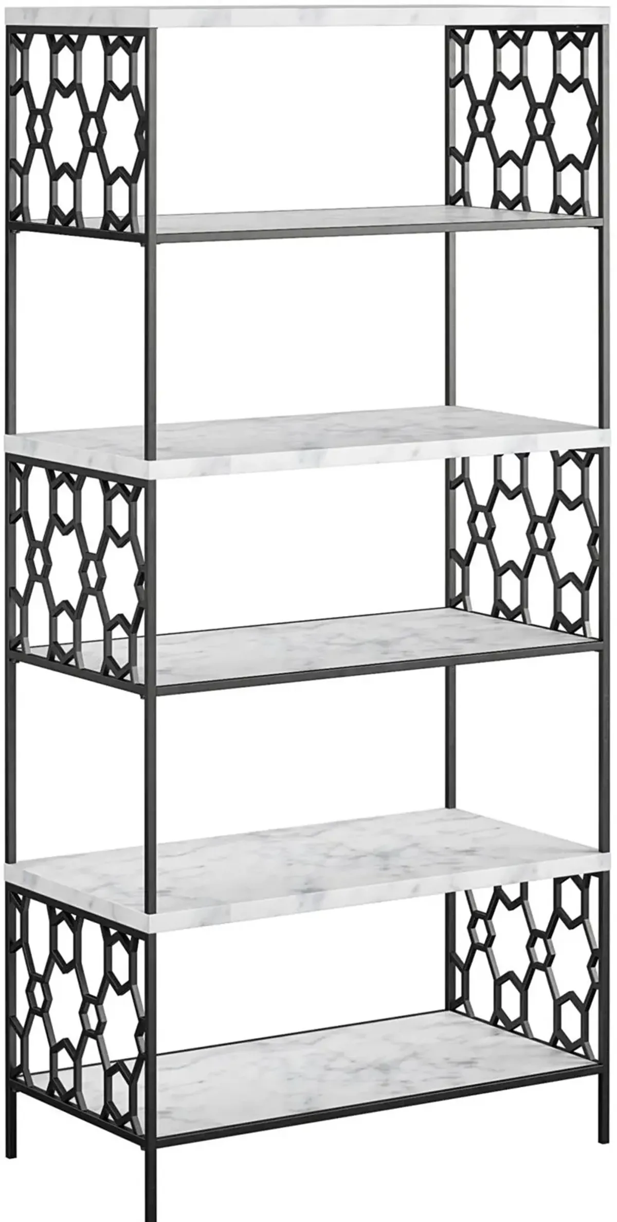 Ella White Marble 5 Shelf Bookcase