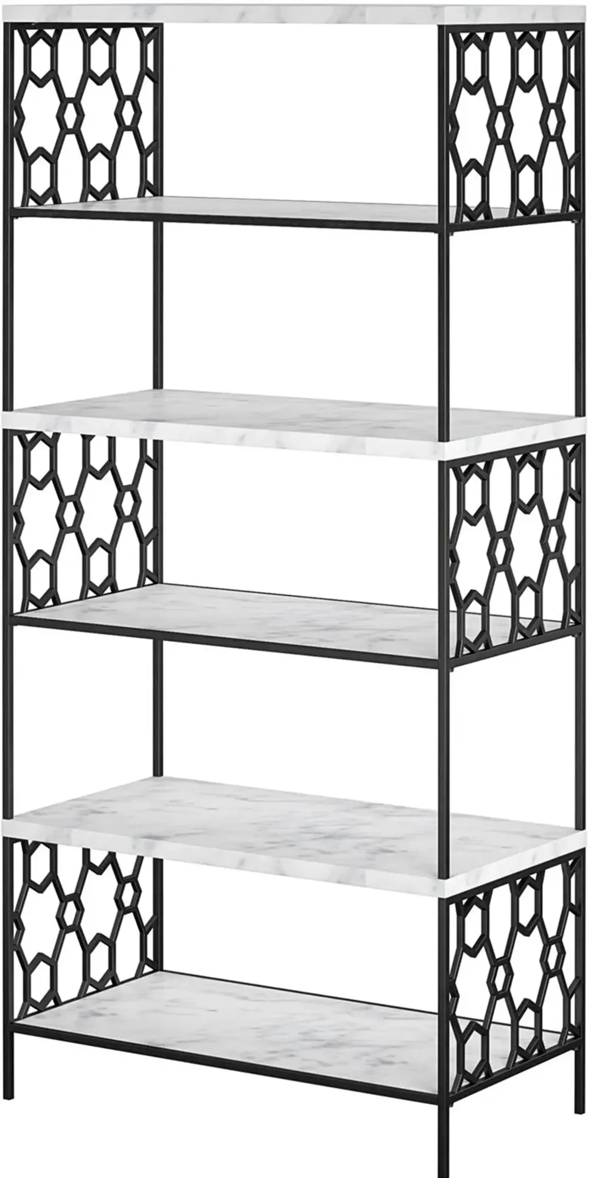 Ella White Marble 5 Shelf Bookcase