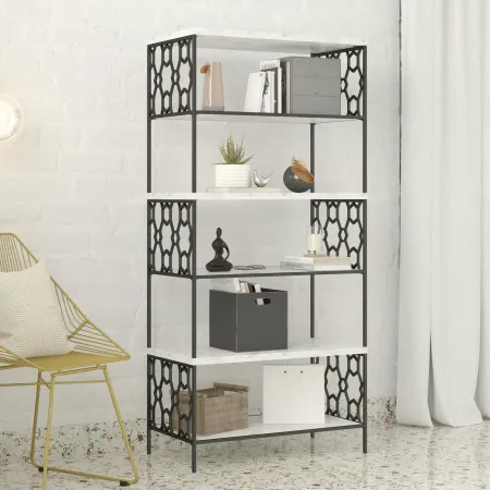 Ella White Marble 5 Shelf Bookcase