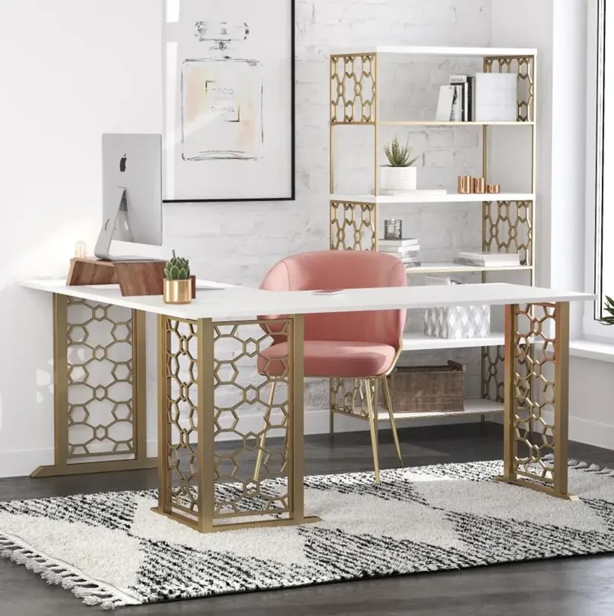 Ella White L Shaped Desk