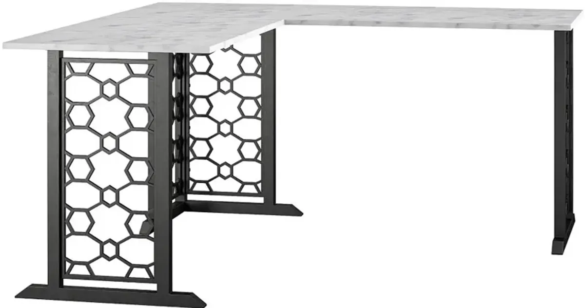 Ella White Marble L Shaped Desk