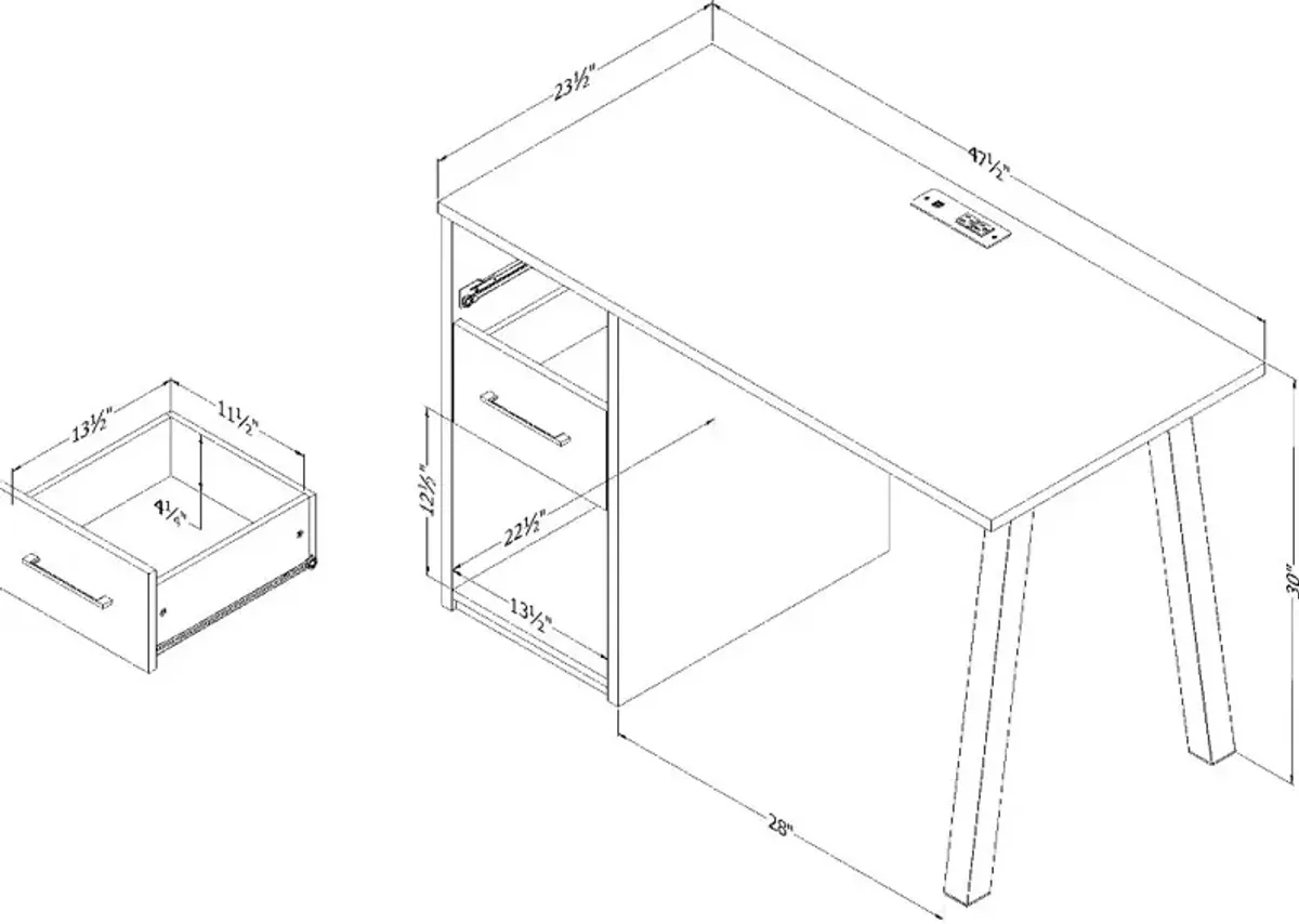 Zolten Gray Oak Writing Desk - South Shore