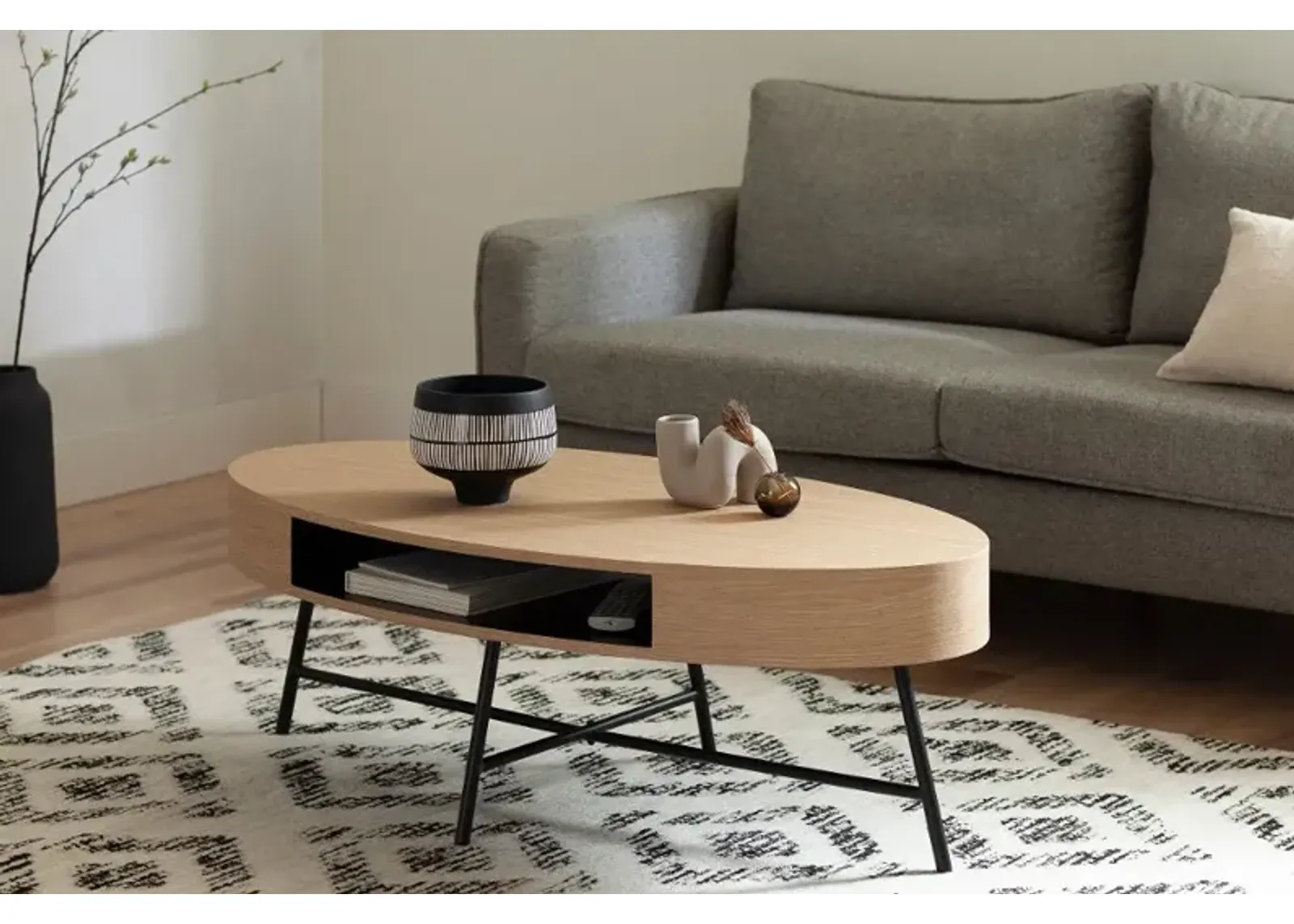 Mezzy Pale Oak Coffee Table - South Shore