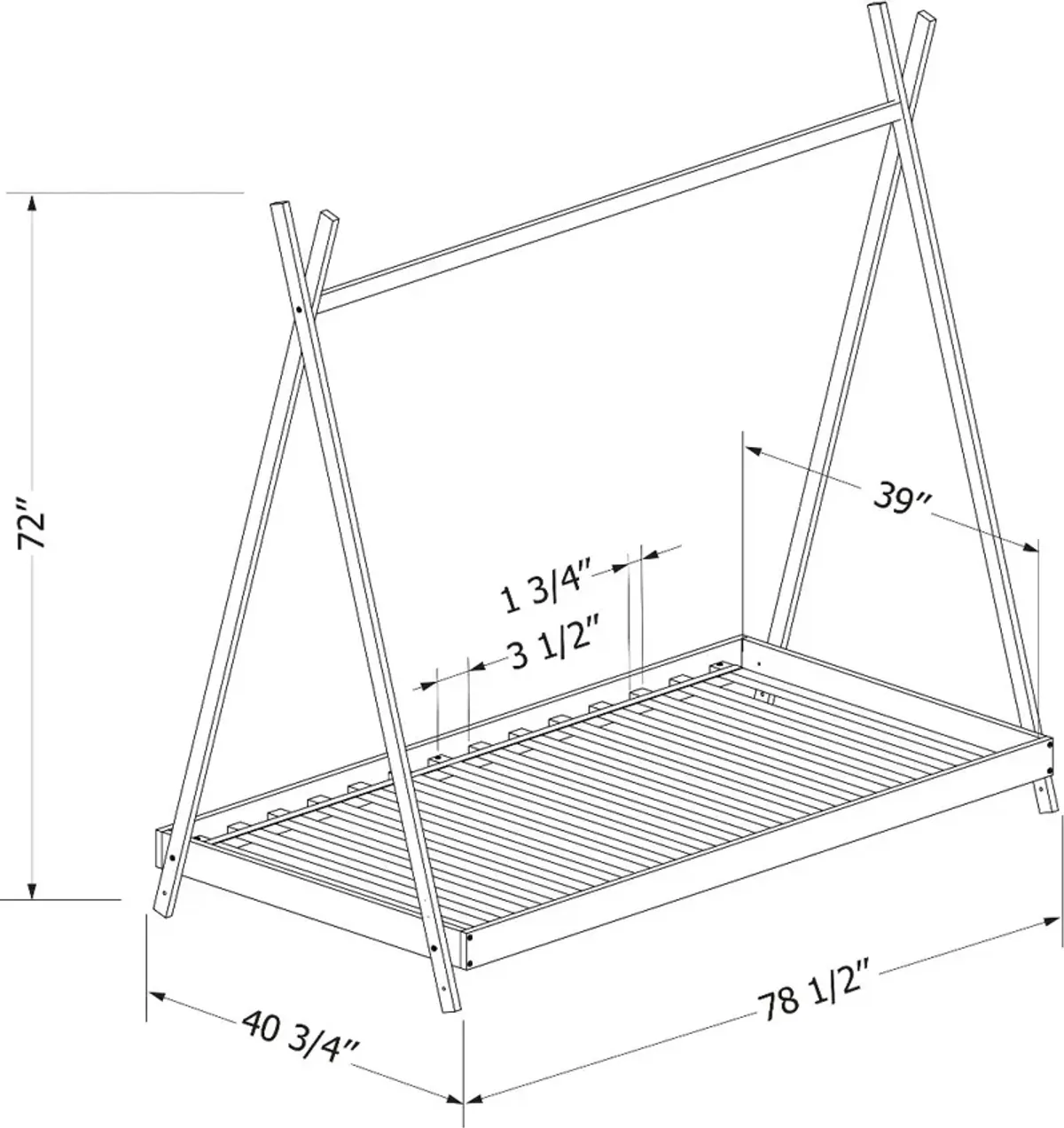 Sweedi Natural Wood Twin Tent Bed - South Shore