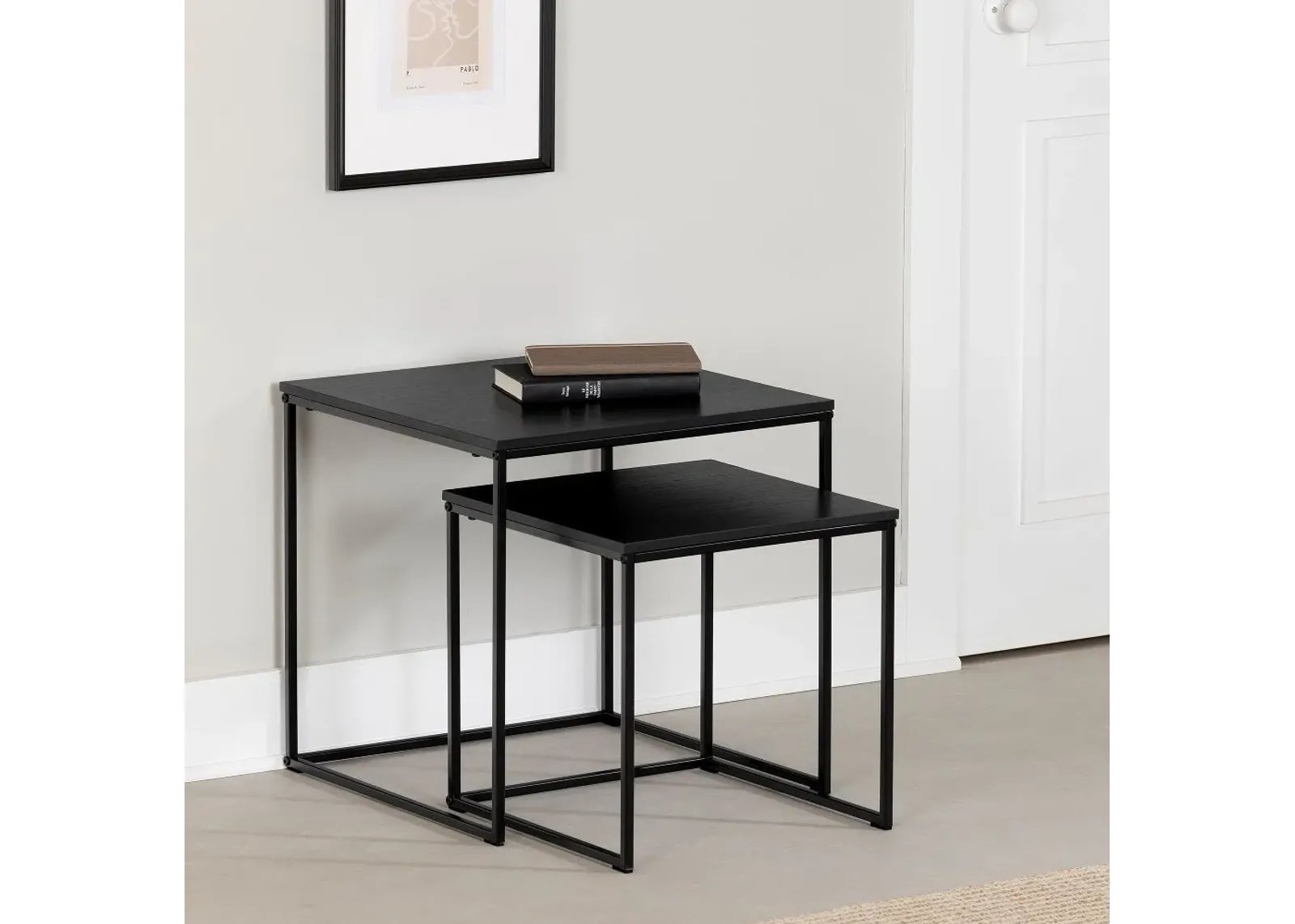 Slendel Black Oak Nesting Table Set - South Shore