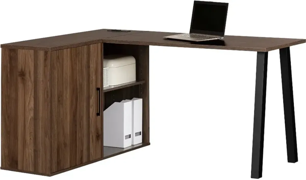 Zolten Natural Walnut L-Shaped Desk - South Shore