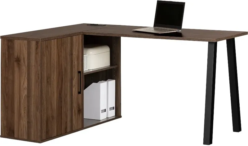 Zolten Natural Walnut L-Shaped Desk - South Shore