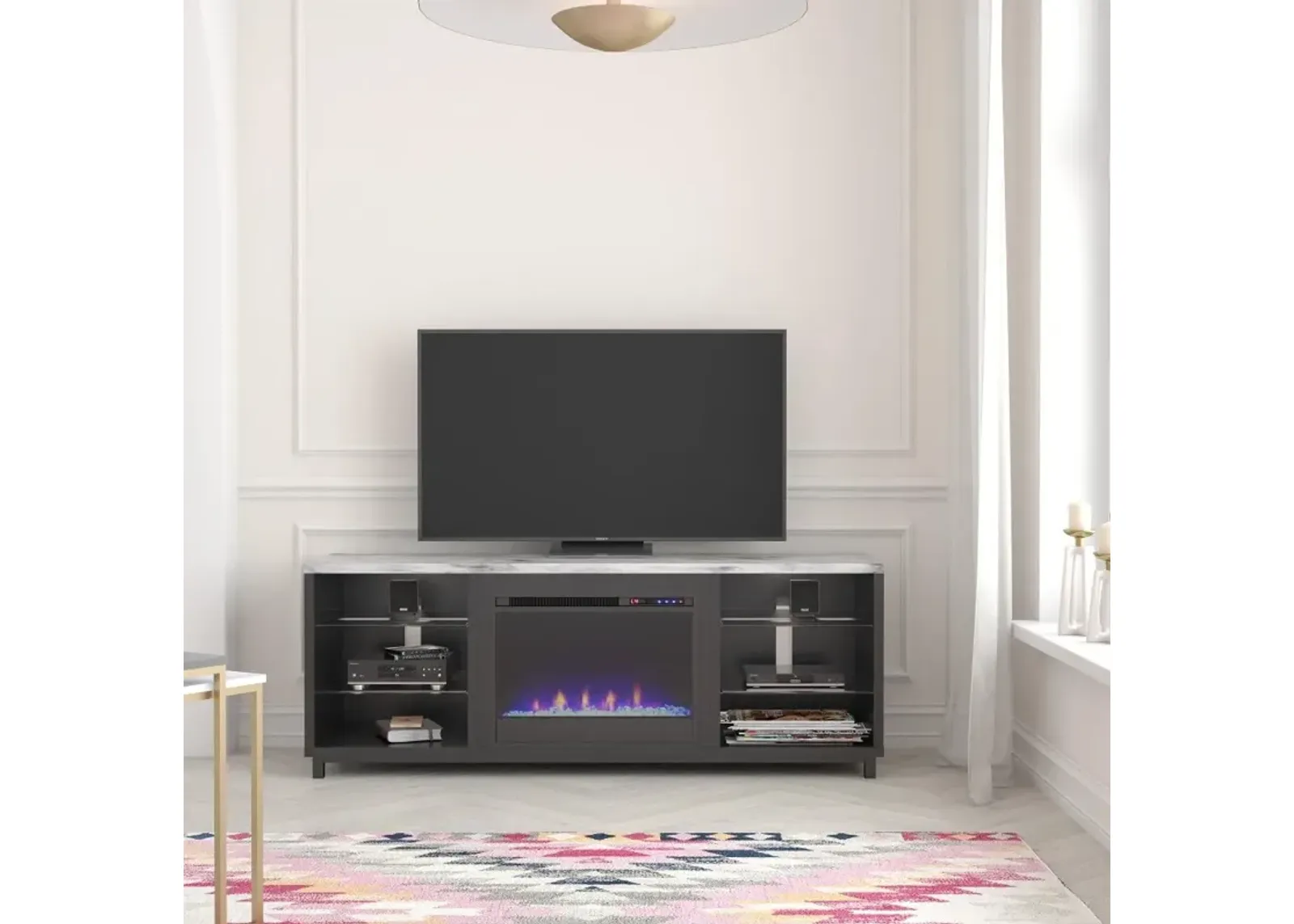 Westchester Black Fireplace TV Stand