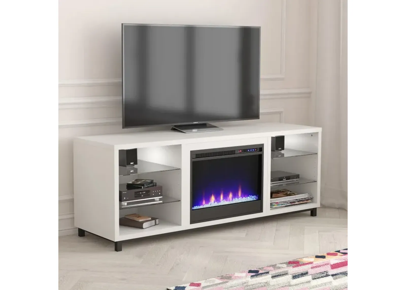 Westchester White Fireplace TV Stand