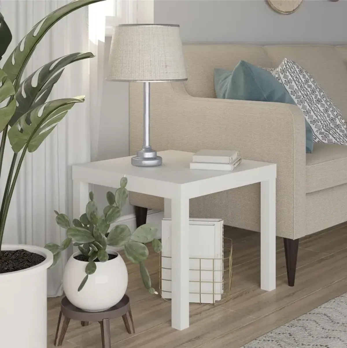 Parsons White End Table