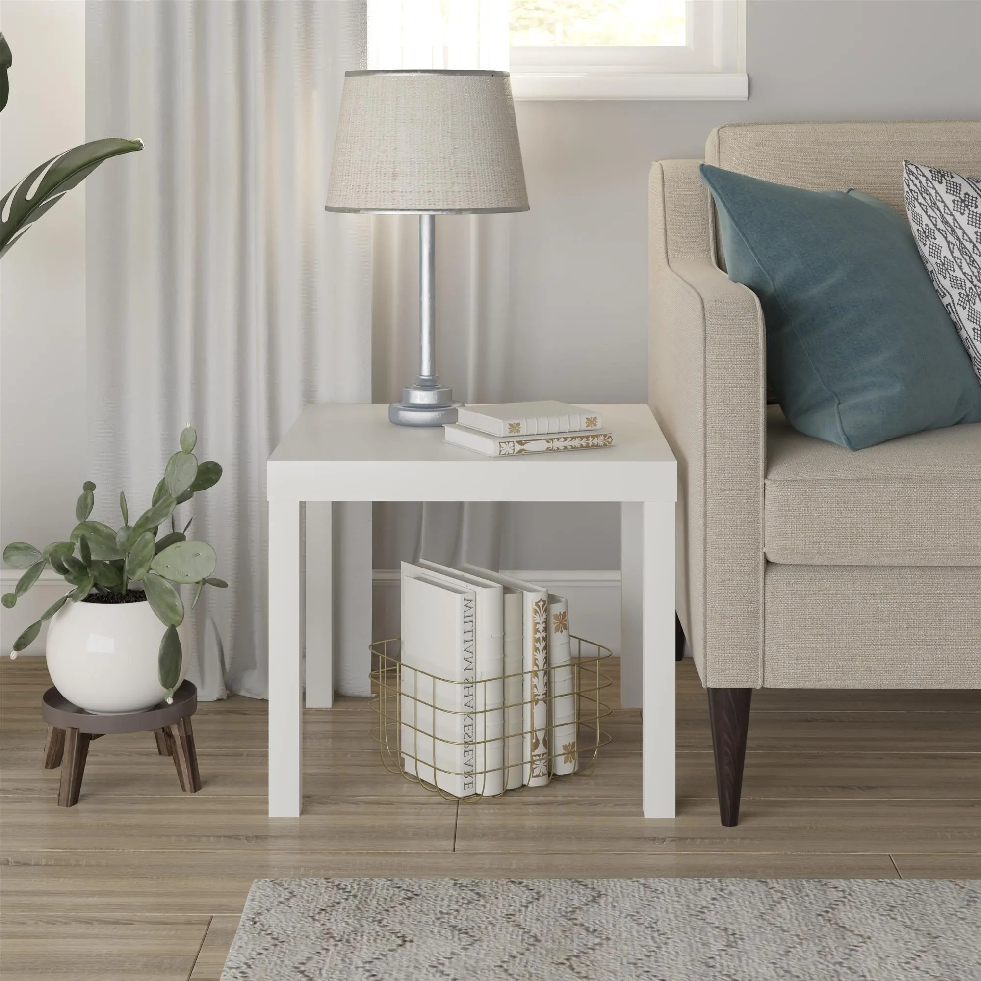 Parsons White End Table