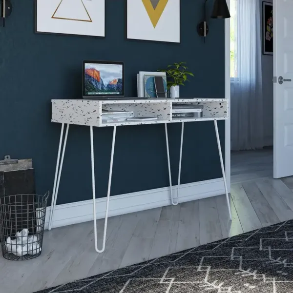 Athena White Terrazzo Computer Desk