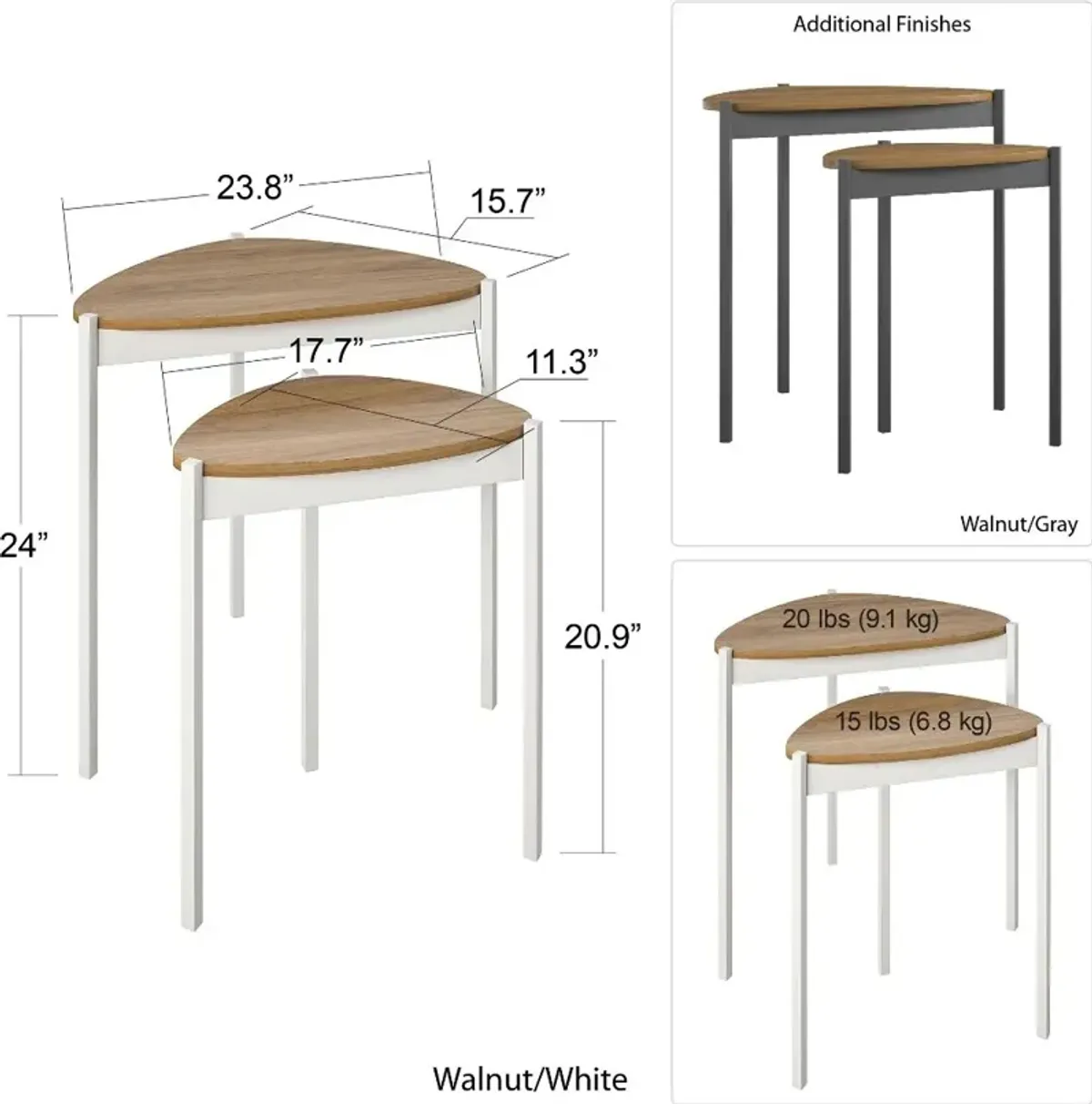 Tallulah Walnut and White Nesting Tables