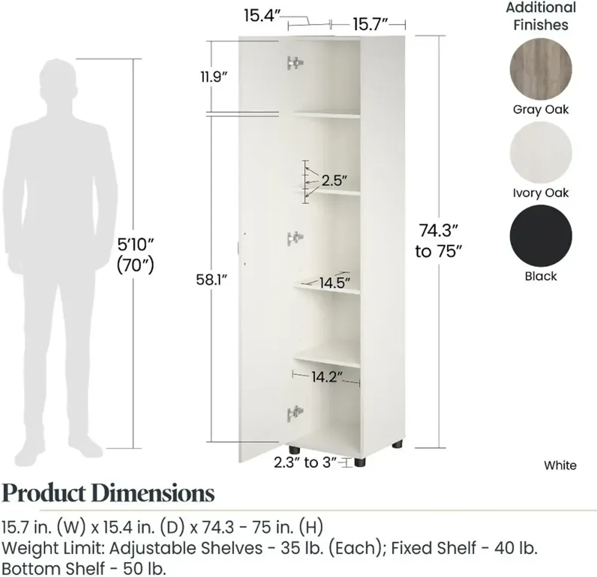 Callahan White 16" Utility Storage Cabinet