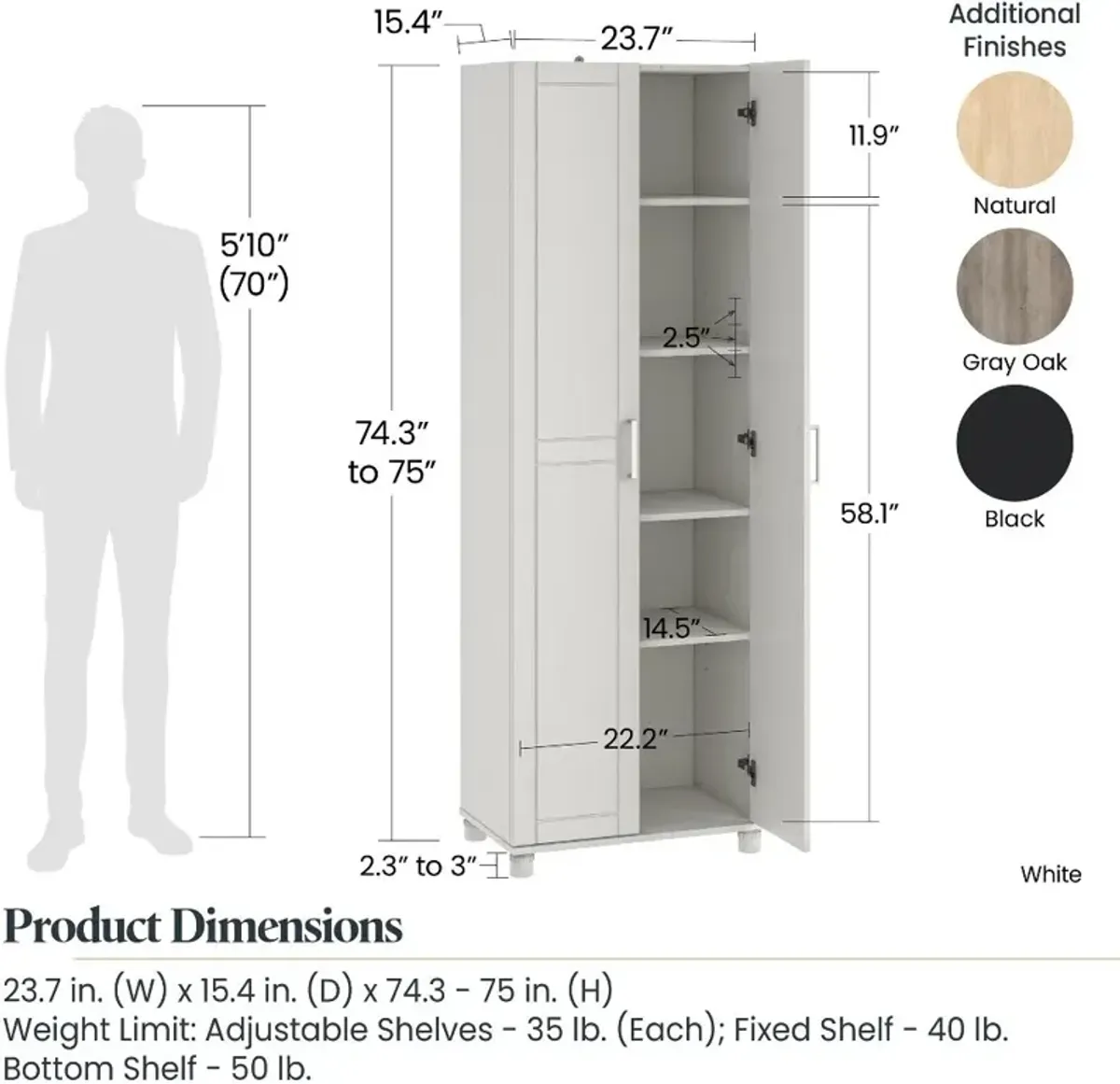 Callahan White 24" Utility Storage Cabinet