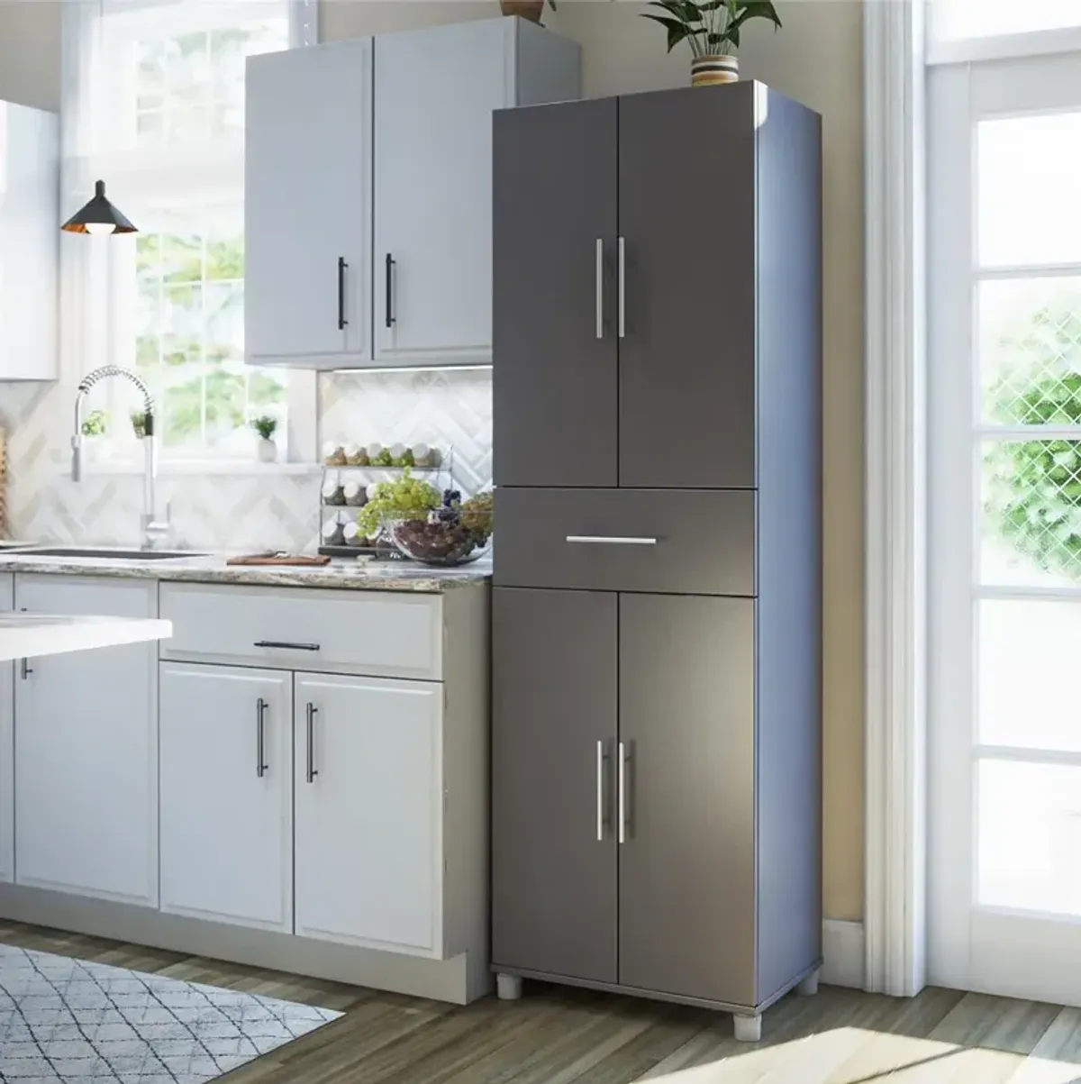 Camberly Graphite Gray 4 Door Storage Cabinet