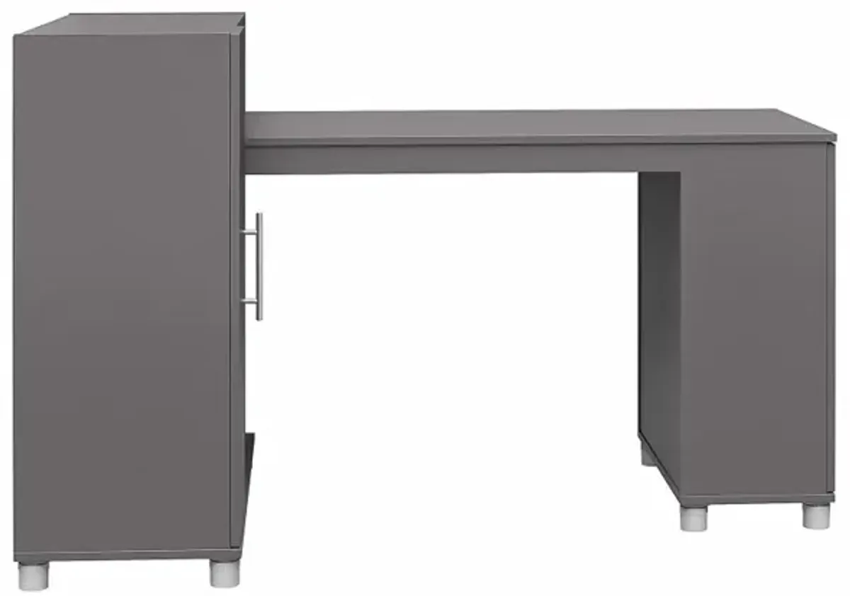 Camberly Graphite Gray Craft Desk with Storage Cabinet