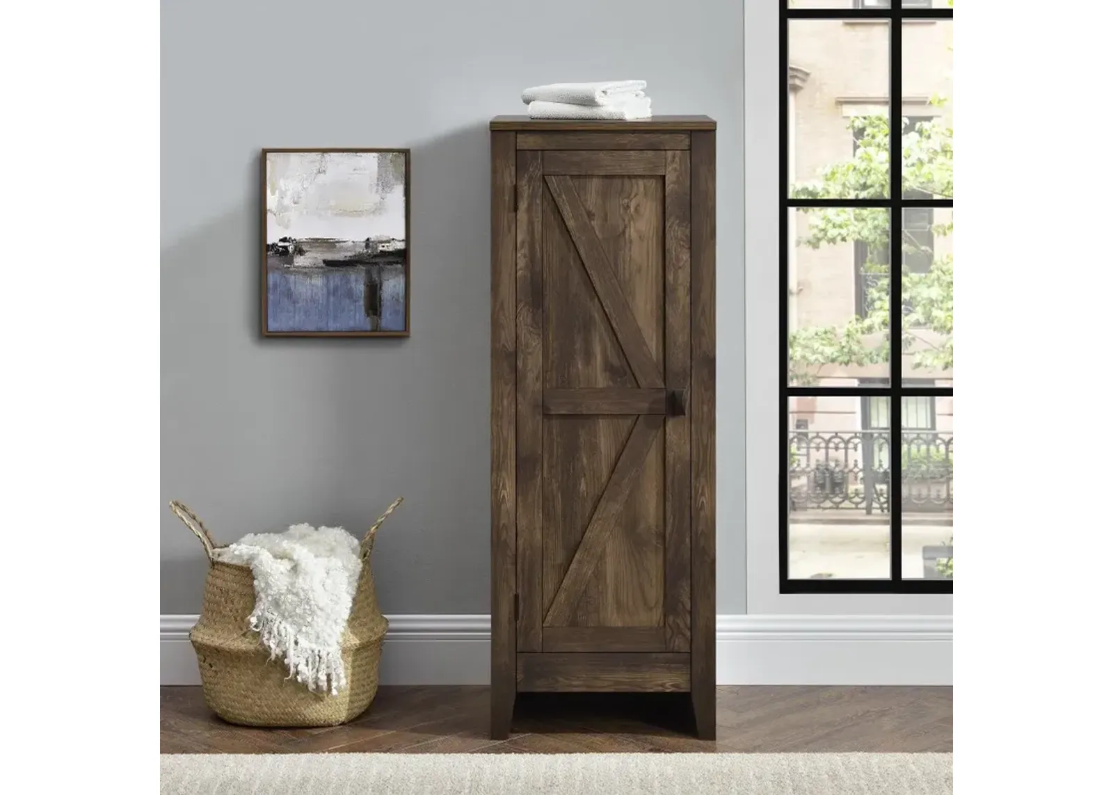 Farmington Rustic Brown 48" Tall Storage Cabinet