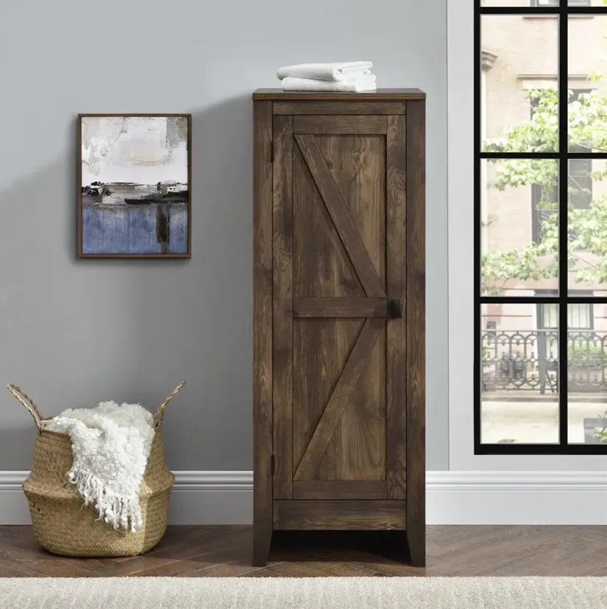 Farmington Rustic Brown 48" Tall Storage Cabinet