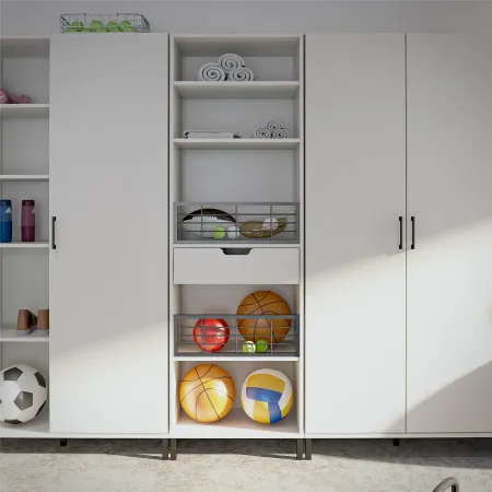 Versa White Open Cabinet with Drawer