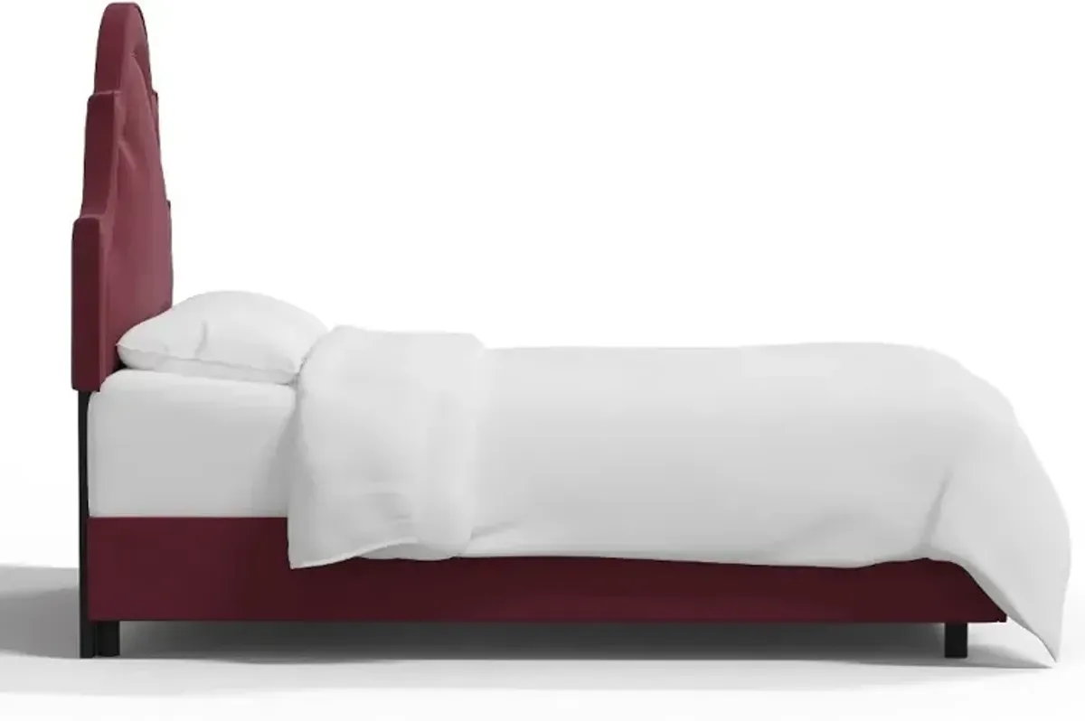 Jolie Velvet Berry Full Bed - Skyline Furniture