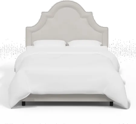 Jolie Velvet Light Gray Twin Bed - Skyline Furniture