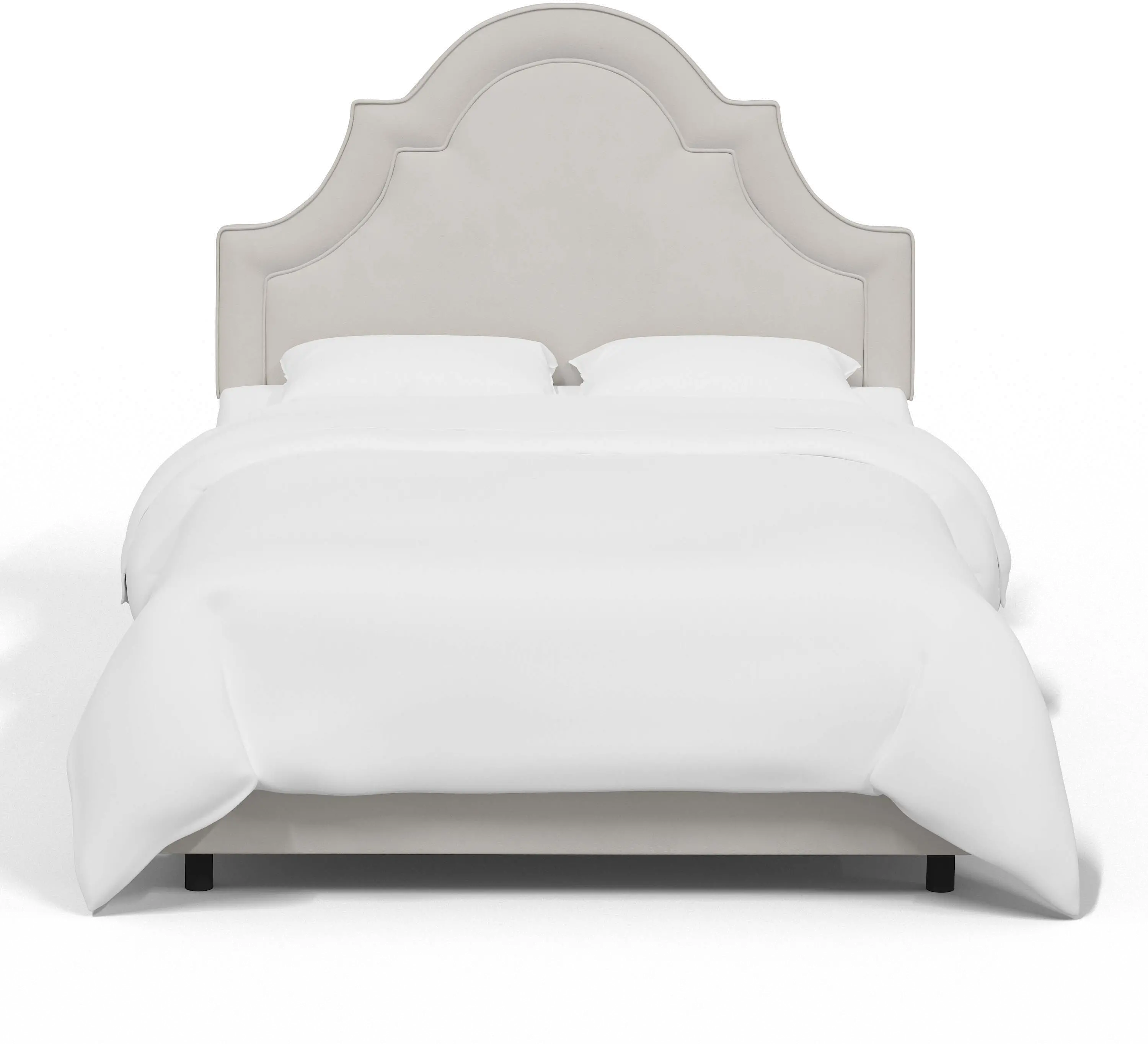 Jolie Velvet Light Gray Twin Bed - Skyline Furniture