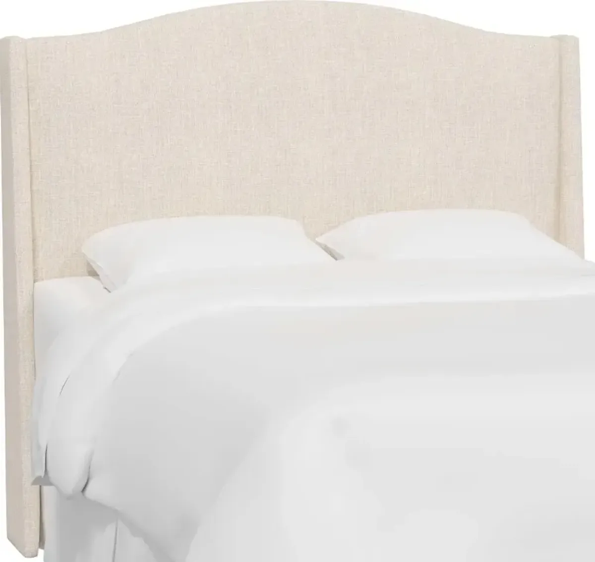 Blake Linen Talc Queen Wingback Headboard - Skyline Furniture