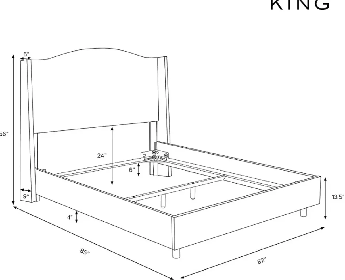 Blake Linen Talc King Wingback Bed - Skyline Furniture