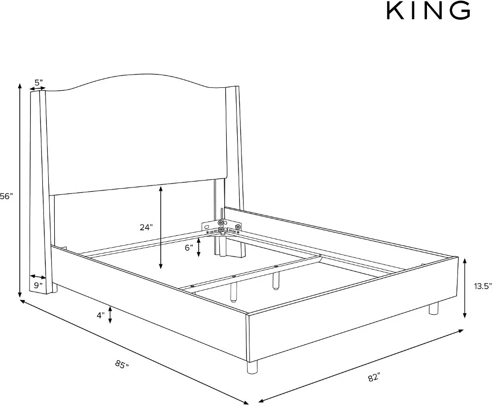 Blake Linen Talc King Wingback Bed - Skyline Furniture