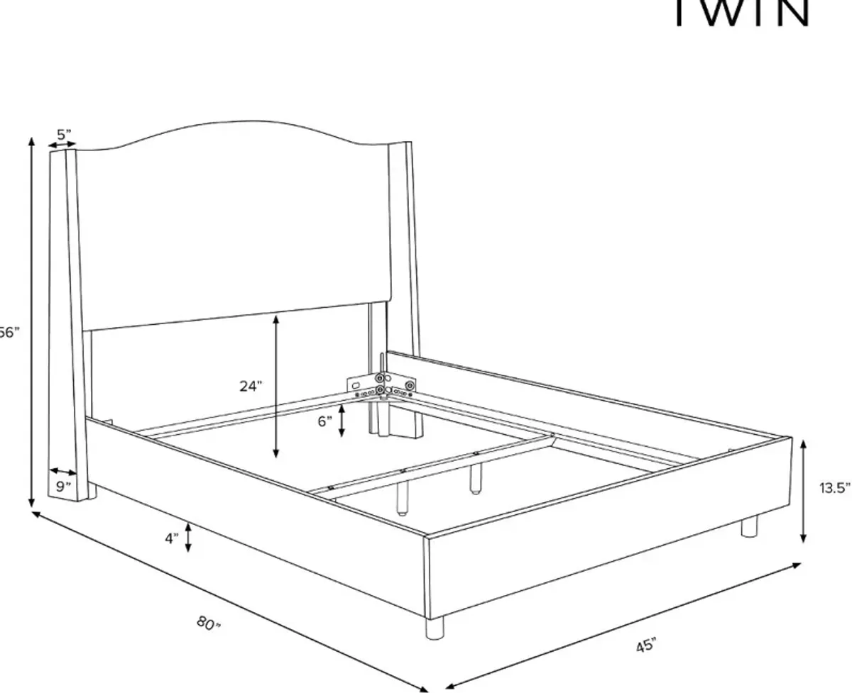 Blake Snow White Twin Wingback Bed - Skyline Furniture