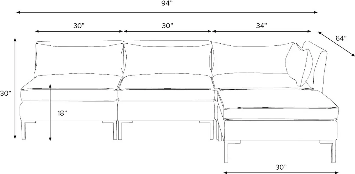 Jackson Velvet Ink 4 Piece Sectional - Skyline Furniture