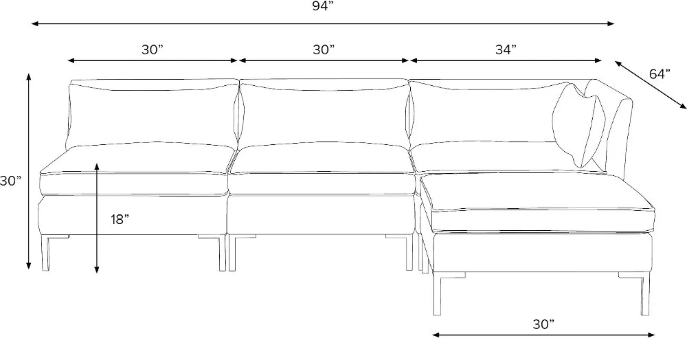 Jackson Velvet Ink 4 Piece Sectional - Skyline Furniture