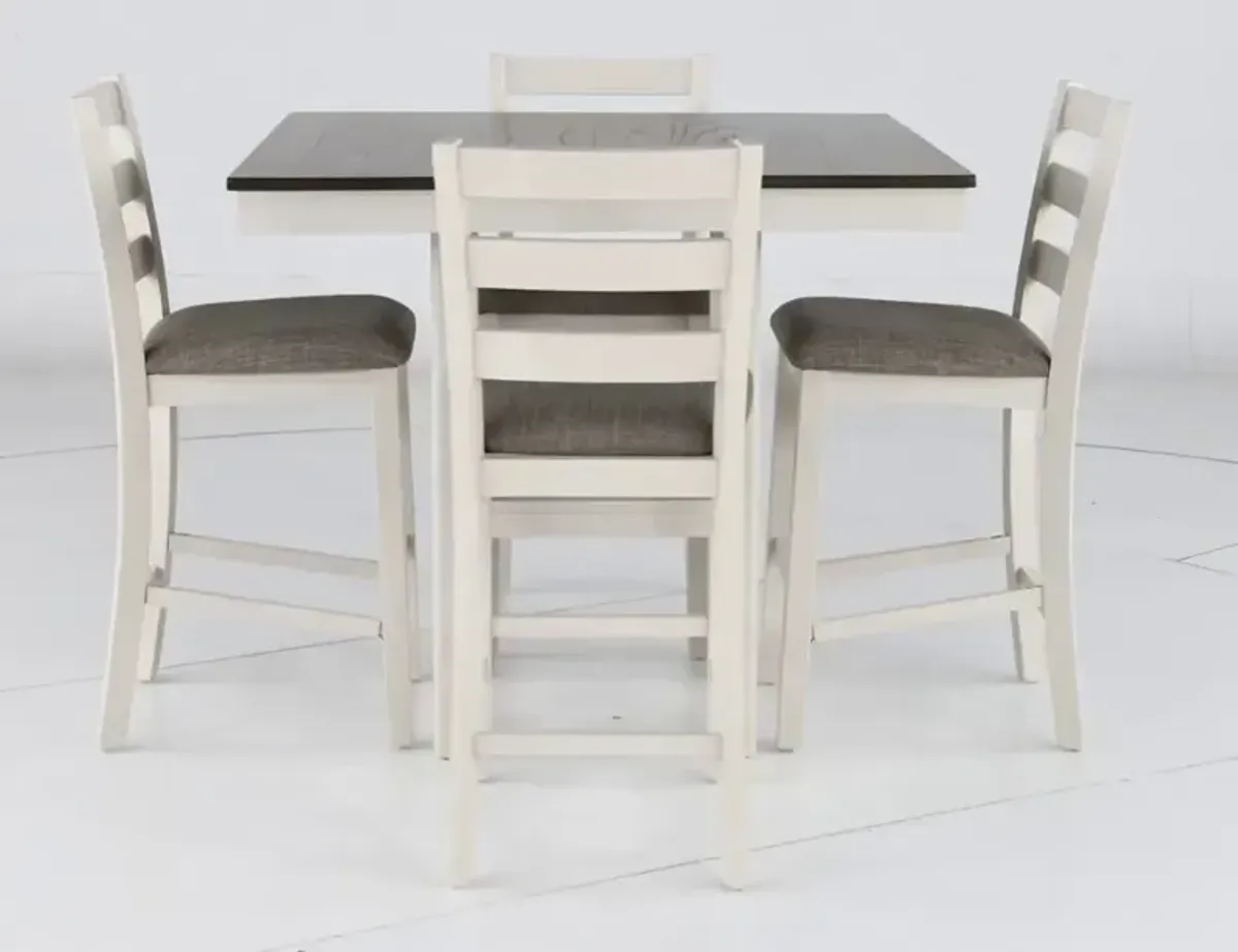 Tahoe Gray Oak and White 5 Piece Counter Height Dining Set