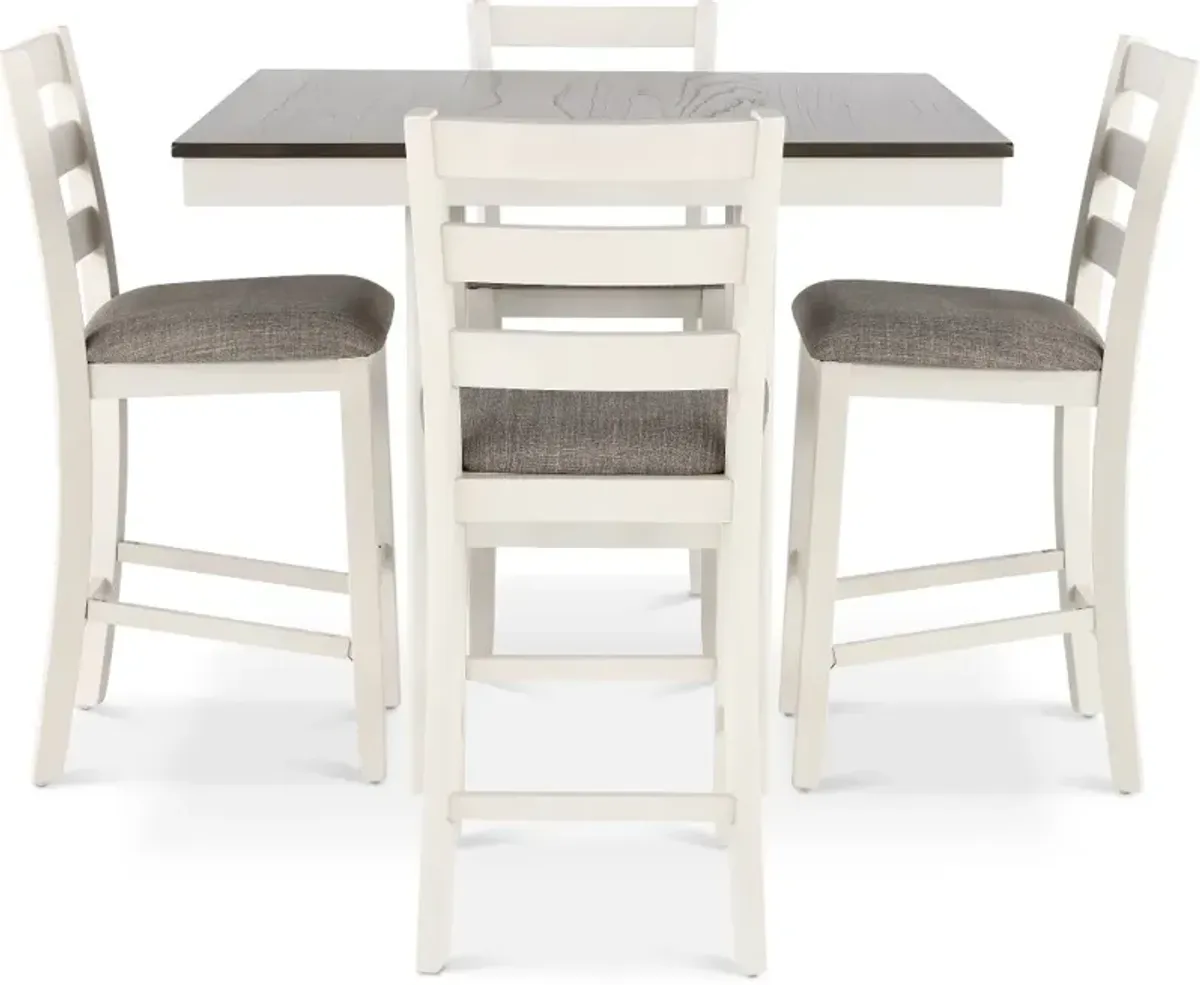 Tahoe Gray Oak and White 5 Piece Counter Height Dining Set