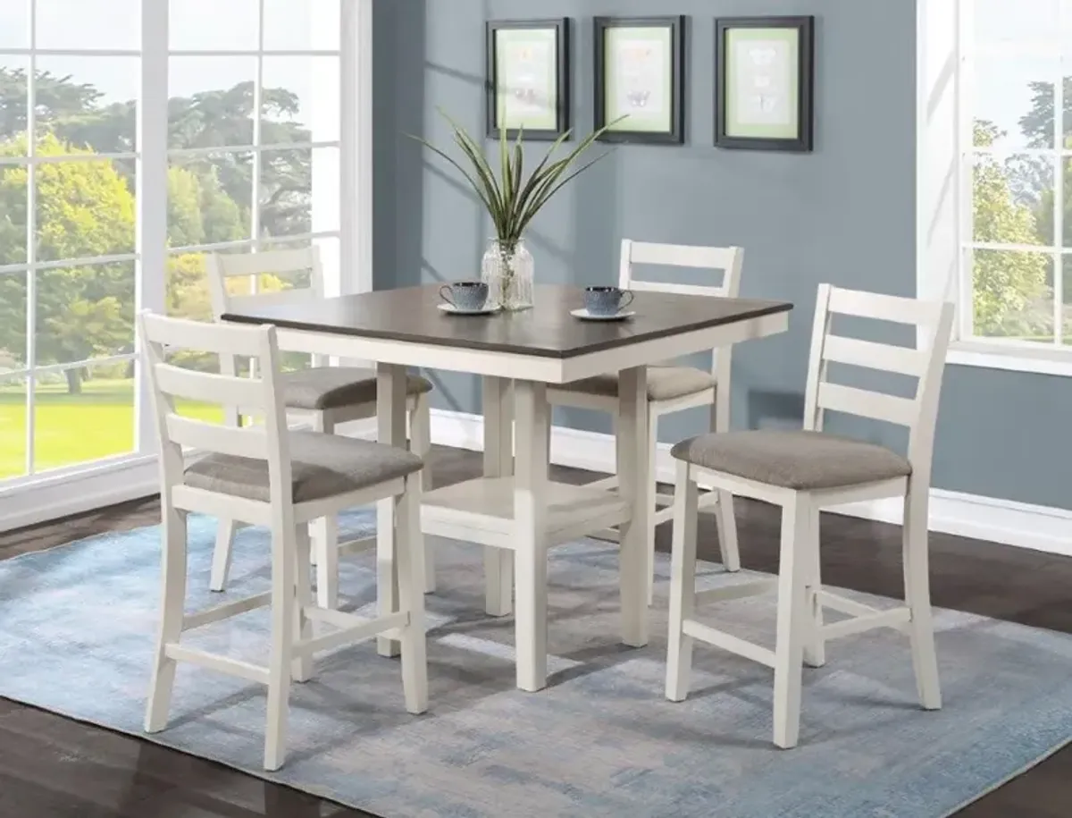 Tahoe Gray Oak and White 5 Piece Counter Height Dining Set