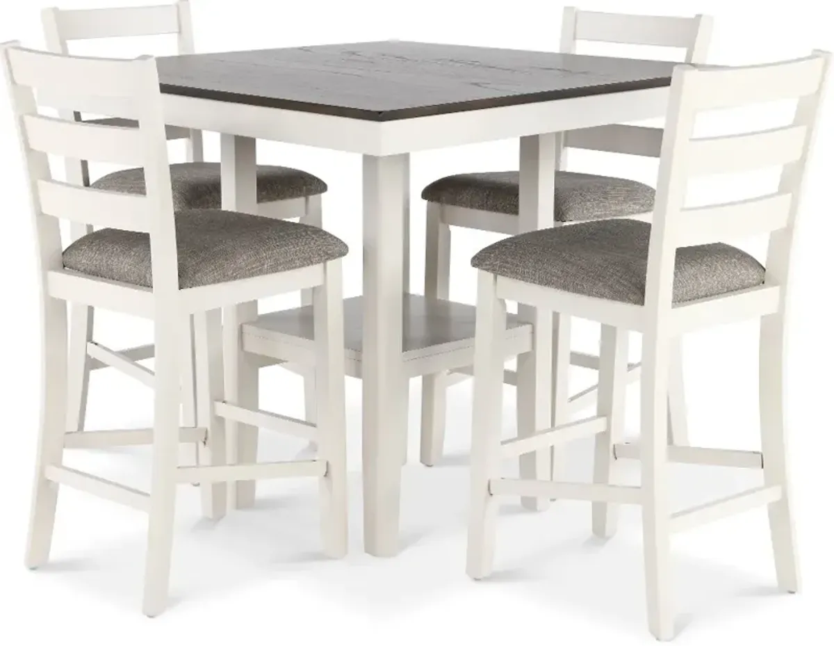 Tahoe Gray Oak and White 5 Piece Counter Height Dining Set